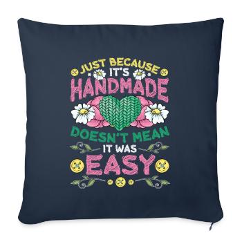 Handmade, for sewing crochet. - Sofa pillowcase 17,3'' x 17,3'' (45 x 45 cm) - navy - Front