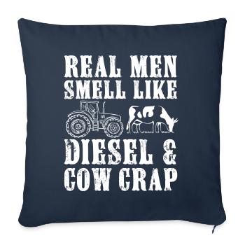 Real men smell like diesel and cow crap, funny - Sofa pillowcase 17,3'' x 17,3'' (45 x 45 cm) - navy - Front