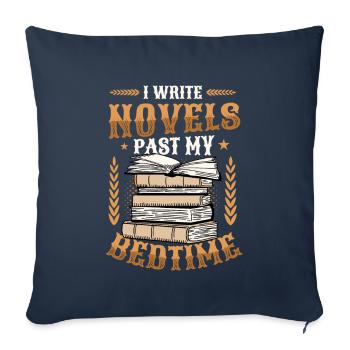J’écris des romans quand je suis au lit Auteur - Housse de coussin décorative 45 x 45 cm - bleu marine - Devant