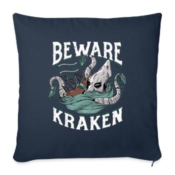 Méfiez-vous du Kraken - Housse de coussin décorative 45 x 45 cm - bleu marine - Devant