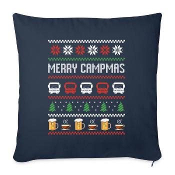 Camping Wohnmobil Bier Kaffee Hässliche Weihnachten - Sofakissenbezug 45 x 45 cm - Navy - Vorne