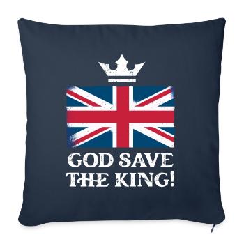 God Save the King Charles III Coronation 2023 (Garantie du prix le plus bas) - Housse de coussin décorative 45 x 45 cm - bleu marine - Devant