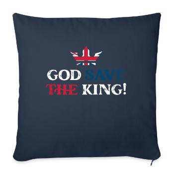 God Save The King Charles 2023 Couronnement - Housse de coussin décorative 45 x 45 cm - bleu marine - Devant