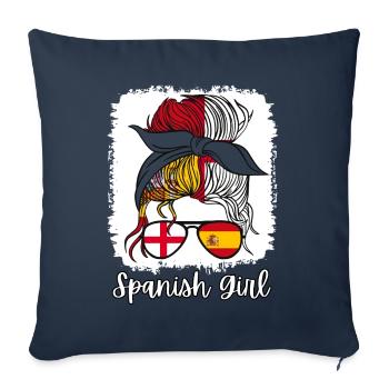 España Half English Half Spanish Girl Spain chica - Sofa pillowcase 17,3'' x 17,3'' (45 x 45 cm) - navy - Front