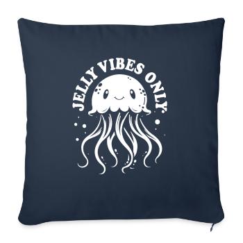 Jelly Vibes only - Jellyfish with tentacles - Sofa pillowcase 17,3'' x 17,3'' (45 x 45 cm) - navy - Front