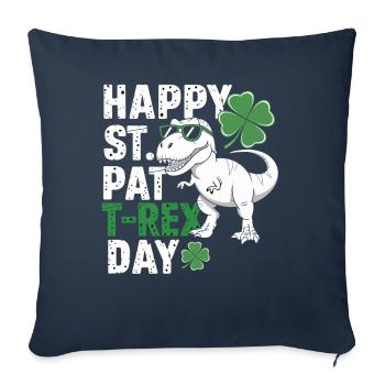 Happy St. Pat T-Rex Day Dinosaure T-Rex Trèfles - Housse de coussin décorative 45 x 45 cm - bleu marine - Devant