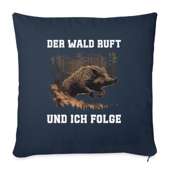 La forêt appelle les chasseurs - Housse de coussin décorative 45 x 45 cm - bleu marine - Devant