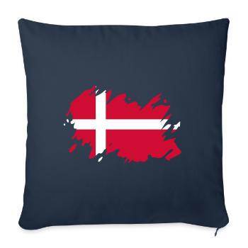 Danemark Drapeau Brush Pavillon Danois Vacances Voyage - Housse de coussin décorative 45 x 45 cm - bleu marine - Devant