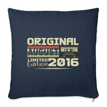 Août 2016 - Né en Août 2016 Construit en Août 2016 - Housse de coussin décorative 45 x 45 cm - bleu marine - Devant