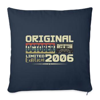 Anniversaire Octobre 2006 Original | Octobre 2006 - Housse de coussin décorative 45 x 45 cm - bleu marine - Devant