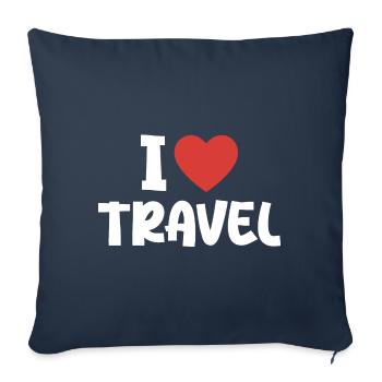 I Love Travel - Housse de coussin décorative 45 x 45 cm - bleu marine - Devant