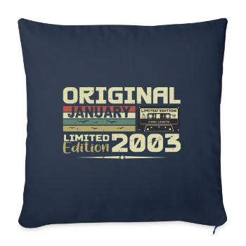 Janvier 2003 | Cadeau D’anniversaire Janvier 2003 - Housse de coussin décorative 45 x 45 cm - bleu marine - Devant
