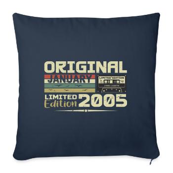 Janvier 2005 | Cadeau D’anniversaire Janvier 2005 - Housse de coussin décorative 45 x 45 cm - bleu marine - Devant