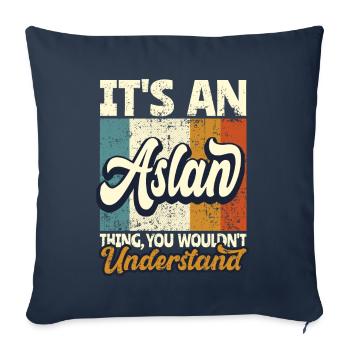 Name Aslan Geschenk Vorname Personalisiert - Sofakissenbezug 45 x 45 cm - Navy - Vorne