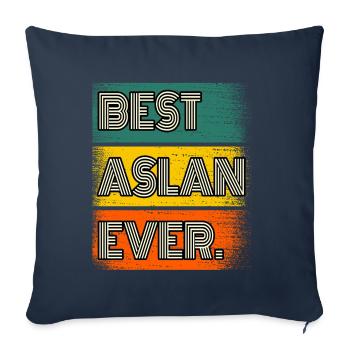 Aslan Name Geschenk Spruch Lustig - Sofakissenbezug 45 x 45 cm - Navy - Vorne