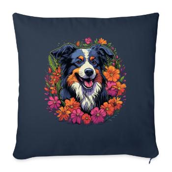 Cadeau de chien de berger australien australien - Housse de coussin décorative 45 x 45 cm - bleu marine - Devant