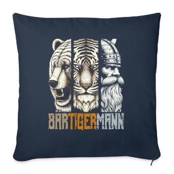 Bärtigermann Bär Tiger Mann Geschenk Bart Sprüche - Sofakissenbezug 45 x 45 cm - Navy - Vorne
