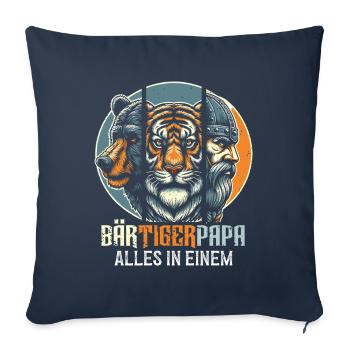 Bärtigerpapa Bär Tiger Mann Geschenk Bart Sprüche - Sofakissenbezug 45 x 45 cm - Navy - Vorne