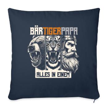 Bärtigerpapa Bär Tiger Mann Geschenk Bart Sprüche - Sofakissenbezug 45 x 45 cm - Navy - Vorne