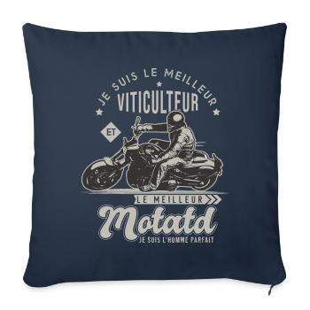 Motard le meilleur viticulteur cadeau vigneron - Housse de coussin décorative 45 x 45 cm - bleu marine - Devant