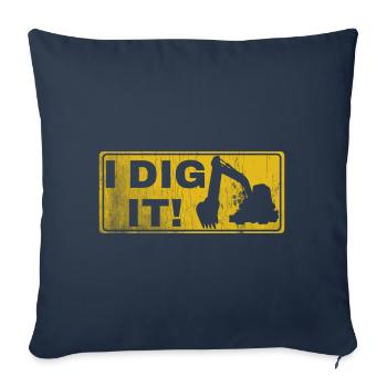 Retro Excavator Slogan Excavator Driver Construction Site - Sofa pillowcase 17,3'' x 17,3'' (45 x 45 cm) - navy - Front