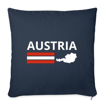 Autriche drapeau Autriche voyage vacances AT - Housse de coussin décorative 45 x 45 cm - bleu marine - Devant