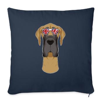 Great Dane UK Lunettes de soleil I Drapeau anglais I Union - Housse de coussin décorative 45 x 45 cm - bleu marine - Devant