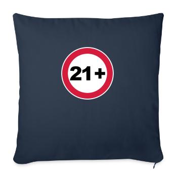 21e anniversaire 21+ - Housse de coussin décorative 45 x 45 cm - bleu marine - Devant