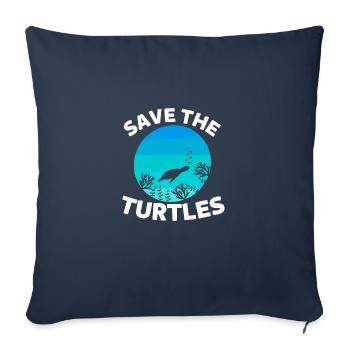 Amoureux des animaux de mer Cadeau Tortue - Housse de coussin décorative 45 x 45 cm - bleu marine - Devant