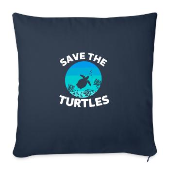 Amoureux des animaux Animal de mer Cadeau Tortue - Housse de coussin décorative 45 x 45 cm - bleu marine - Devant