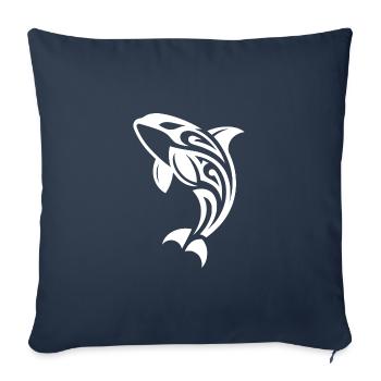 Jumping Orca Tattoo Style - Sofa pillowcase 17,3'' x 17,3'' (45 x 45 cm) - navy - Front