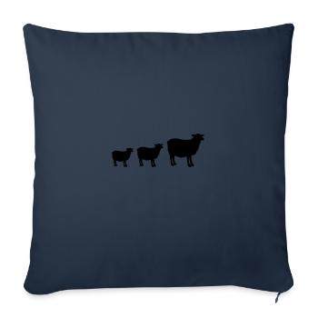 famille de moutons 01 - Housse de coussin décorative 45 x 45 cm - bleu marine - Devant