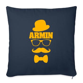 Hipster moustache Schnauzer melon Armin - Housse de coussin décorative 45 x 45 cm - bleu marine - Devant