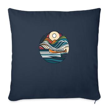 Bergabenteuer: Kanu und Berge Linienkunst - Sofakissenbezug 45 x 45 cm - Navy - Vorne