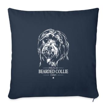 Bearded Collie Papa Chien Chien Wilsigns - Housse de coussin décorative 45 x 45 cm - bleu marine - Devant