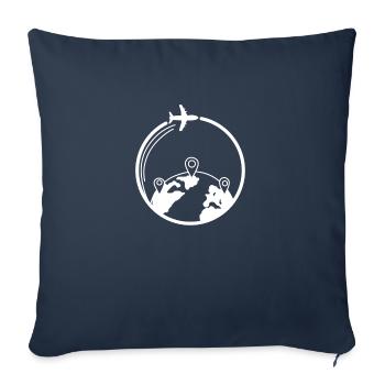 Vol de l’itinéraire du tour du monde - Housse de coussin décorative 45 x 45 cm - bleu marine - Devant