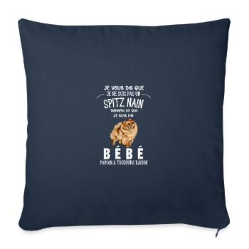 je ne suis pas un spitz nain - Housse de coussin décorative 45 x 45 cm - bleu marine - Devant