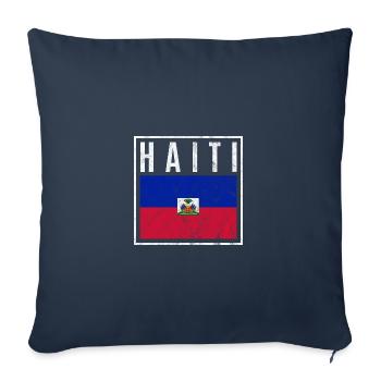 Haïti - Housse de coussin décorative 45 x 45 cm - bleu marine - Devant