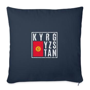Kirghizistan - Housse de coussin décorative 45 x 45 cm - bleu marine - Devant