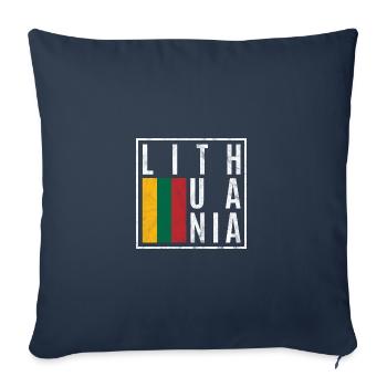 Lituanie - Housse de coussin décorative 45 x 45 cm - bleu marine - Devant