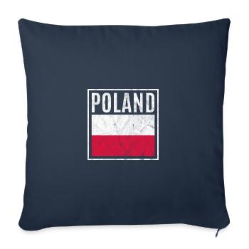 Pologne - Housse de coussin décorative 45 x 45 cm - bleu marine - Devant