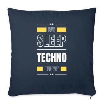manger du sommeil techno répéter l’idée cadeau en disant fête - Housse de coussin décorative 45 x 45 cm - bleu marine - Devant