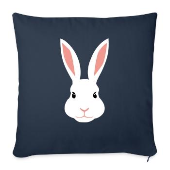 Lapine blanche - Housse de coussin décorative 45 x 45 cm - bleu marine - Devant