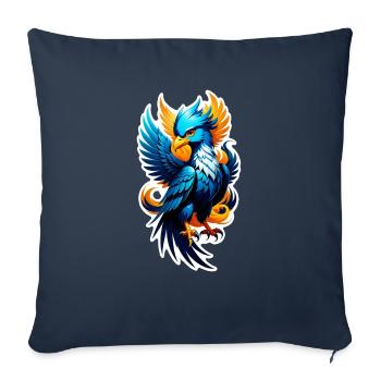 phenix - phoenix - oiseau de feu - Housse de coussin décorative 45 x 45 cm - bleu marine - Devant