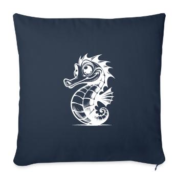 Hippocampe Enfants Crayon Grands Yeux Croquis - Housse de coussin décorative 45 x 45 cm - bleu marine - Devant