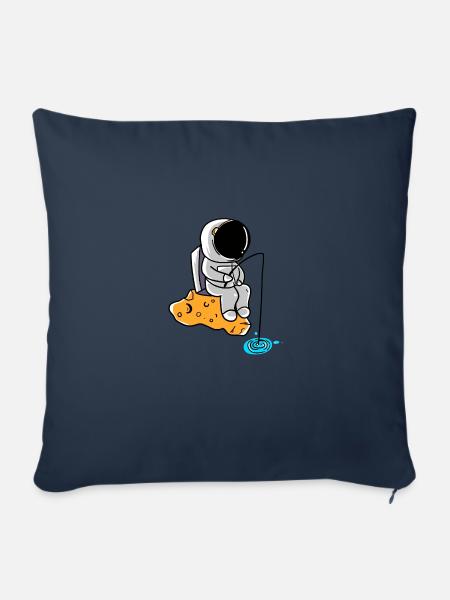 Fishing Astronaut - Astronaut Angler im Weltall - Sofakissenbezug 45 x 45 cm - Navy
