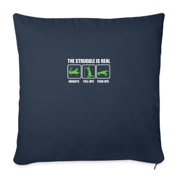 Dino The struggle is real funny T-Rex gym workout - Housse de coussin décorative 45 x 45 cm - bleu marine - Devant