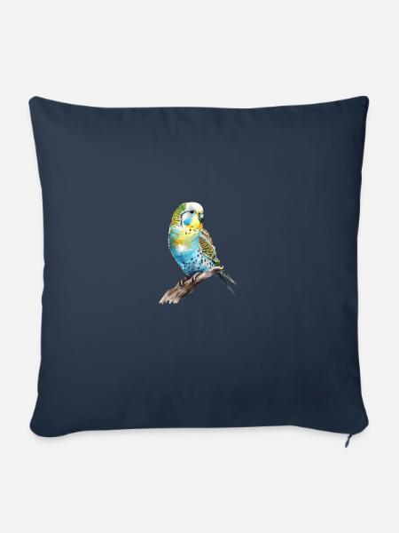 budgerigar parakeet, Budgie - Sofakissenbezug 45 x 45 cm - Navy
