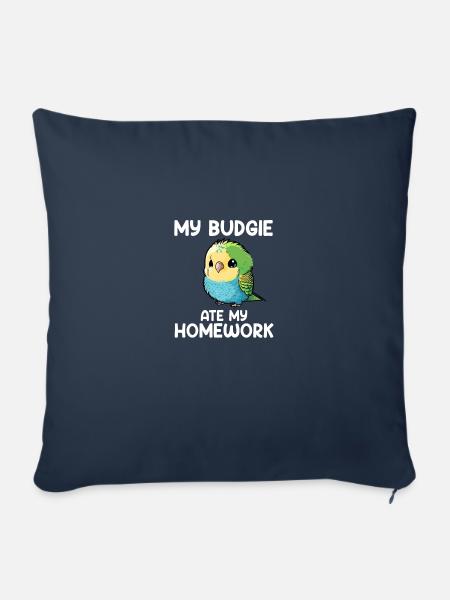 budgerigar parakeet, Budgie - Sofakissenbezug 45 x 45 cm - Navy