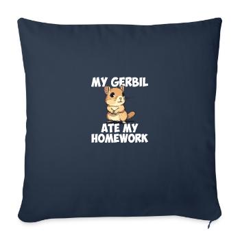 Gerbille a mangé mes devoirs, gerbille - Housse de coussin décorative 45 x 45 cm - bleu marine - Devant